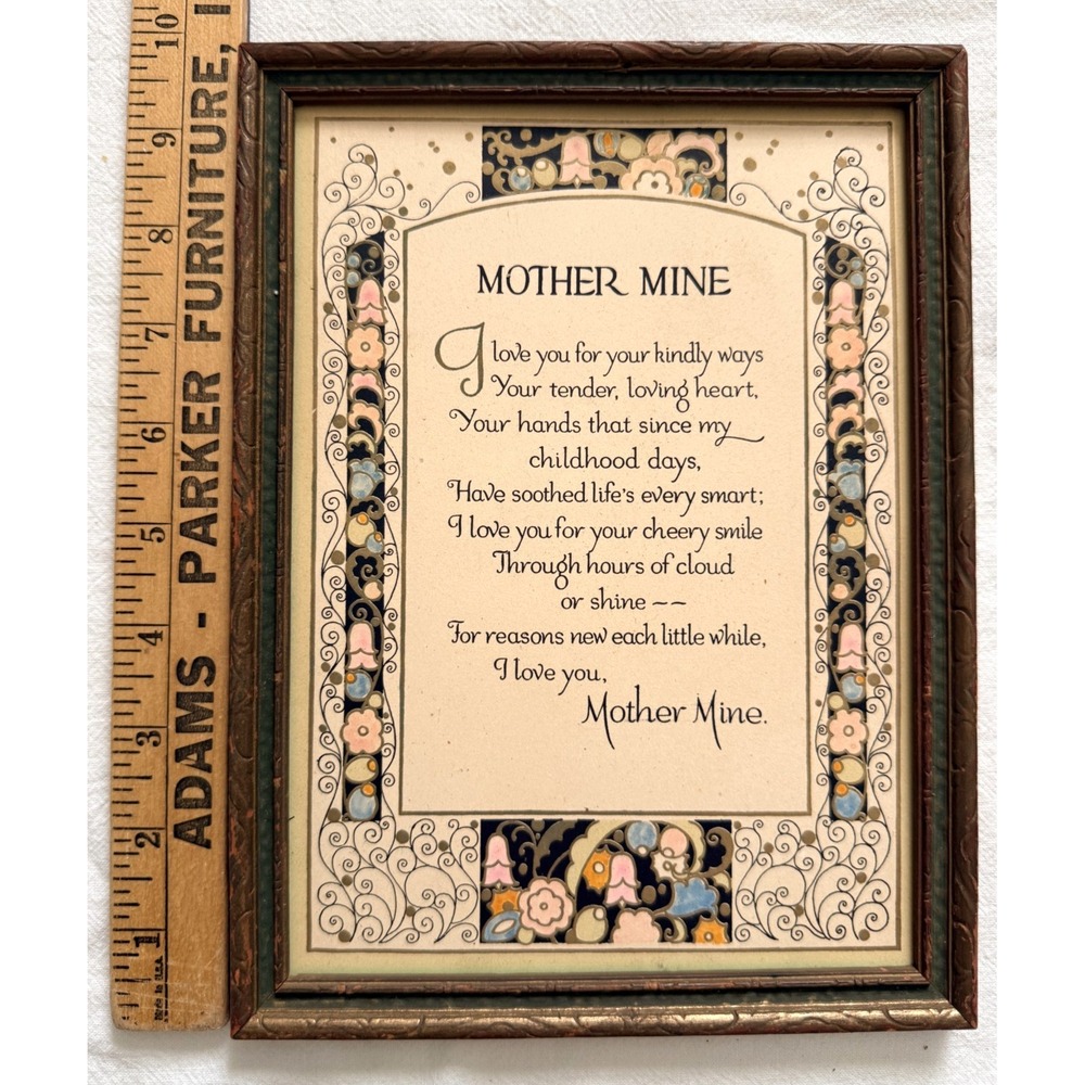 Vtg/Antique Gallery Wall Framed Print & Poem Lot of 6 As-Is TLC Motherhood 1920s - Picture 9 of 16